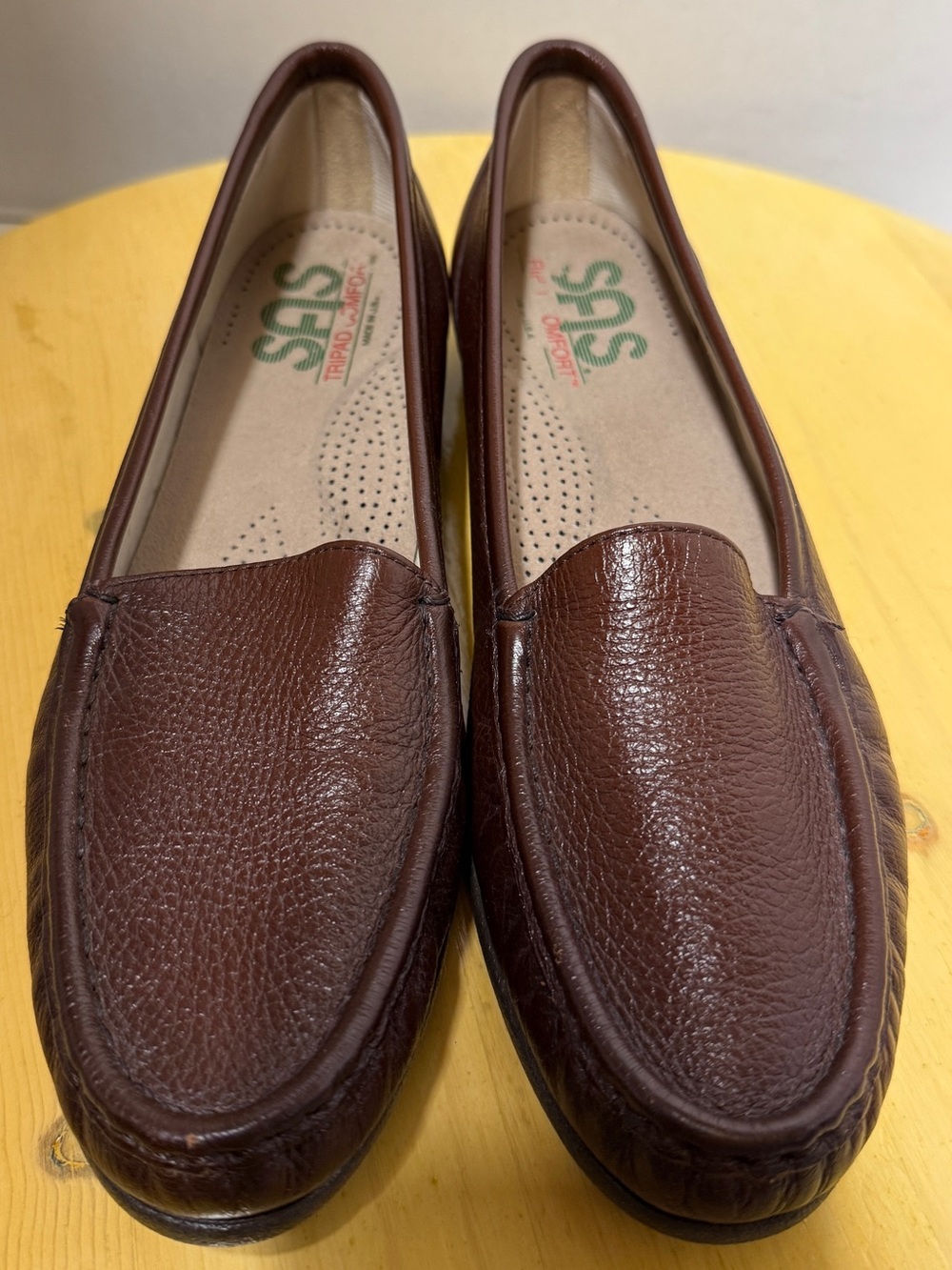 SAS Women’s Simplify Brown Leather Comfort Loafers Slip On Walking Shoes 8.5